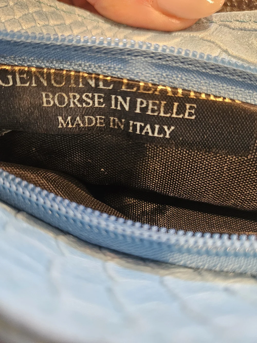 Genuine Italian Blue Python Leather Envelope Crossbody Bag Clutch Made in Italy